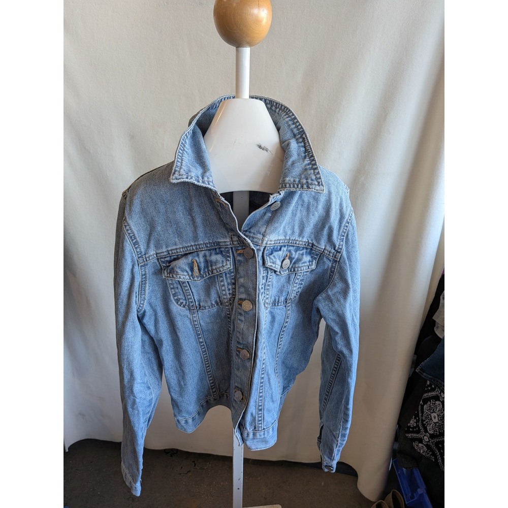 Flash Lights Light Wash Denim Trucker Jacket Blue Cotton Jean Jacket